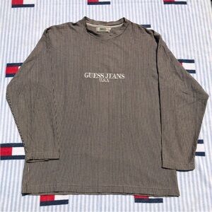 Vintage 90s Guess Jeans USA Vertically Striped Long sleeve shirt